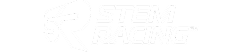 Logotipo branco do STEM Racing, com o acrônimo 'SR' estilizado e o nome 'STEM RACING' ao lado.